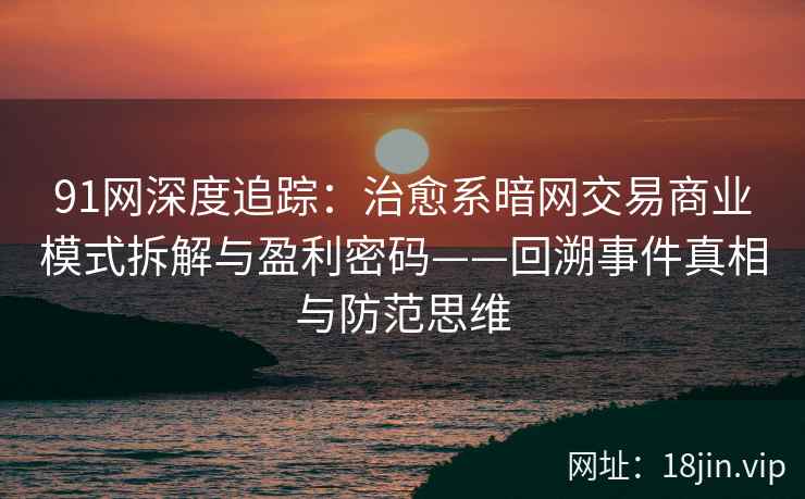 91网深度追踪：治愈系暗网交易商业模式拆解与盈利密码——回溯事件真相与防范思维