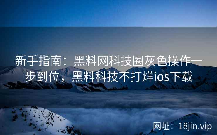 新手指南：黑料网科技圈灰色操作一步到位，黑料科技不打烊ios下载