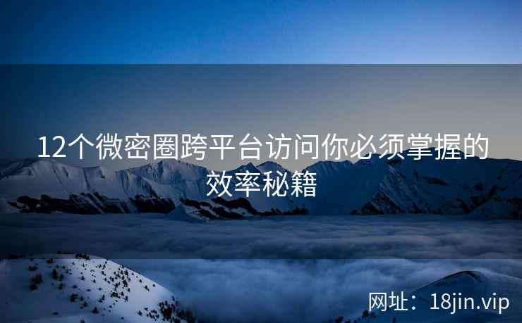 12个微密圈跨平台访问你必须掌握的效率秘籍