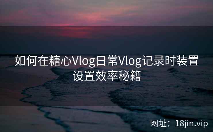 如何在糖心Vlog日常Vlog记录时装置设置效率秘籍