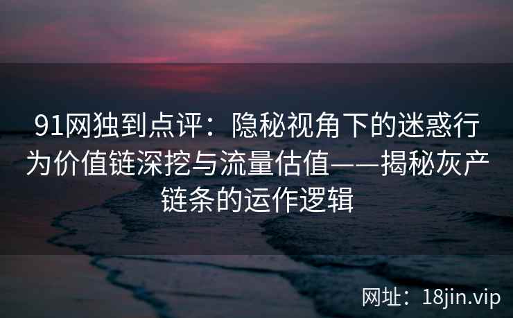 91网独到点评：隐秘视角下的迷惑行为价值链深挖与流量估值——揭秘灰产链条的运作逻辑